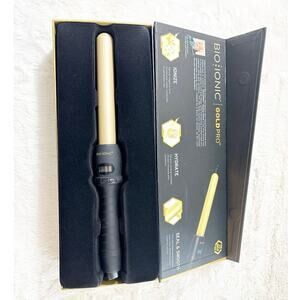 NWOT Bio Ionic Gold Pro 1” Styling 24K Gold Ceramic Barrel Wand Curling Iron